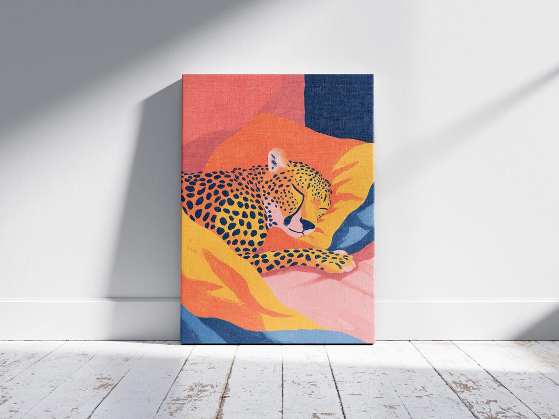 Cheetah Sleeping Among Colorful Abstract Shapes Modern Art Poster - Image 2