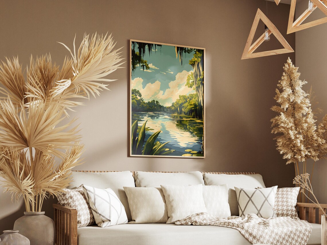 Louisiana Bayou Swamp With Spanish Moss Vintage Travel Poster - Image 3