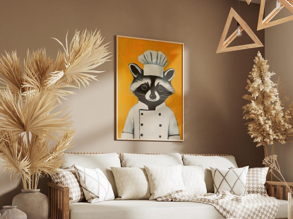 Raccoon Chef Art Print Funny Animal Poster Kitchen Decor Whimsical Wall - Image 3