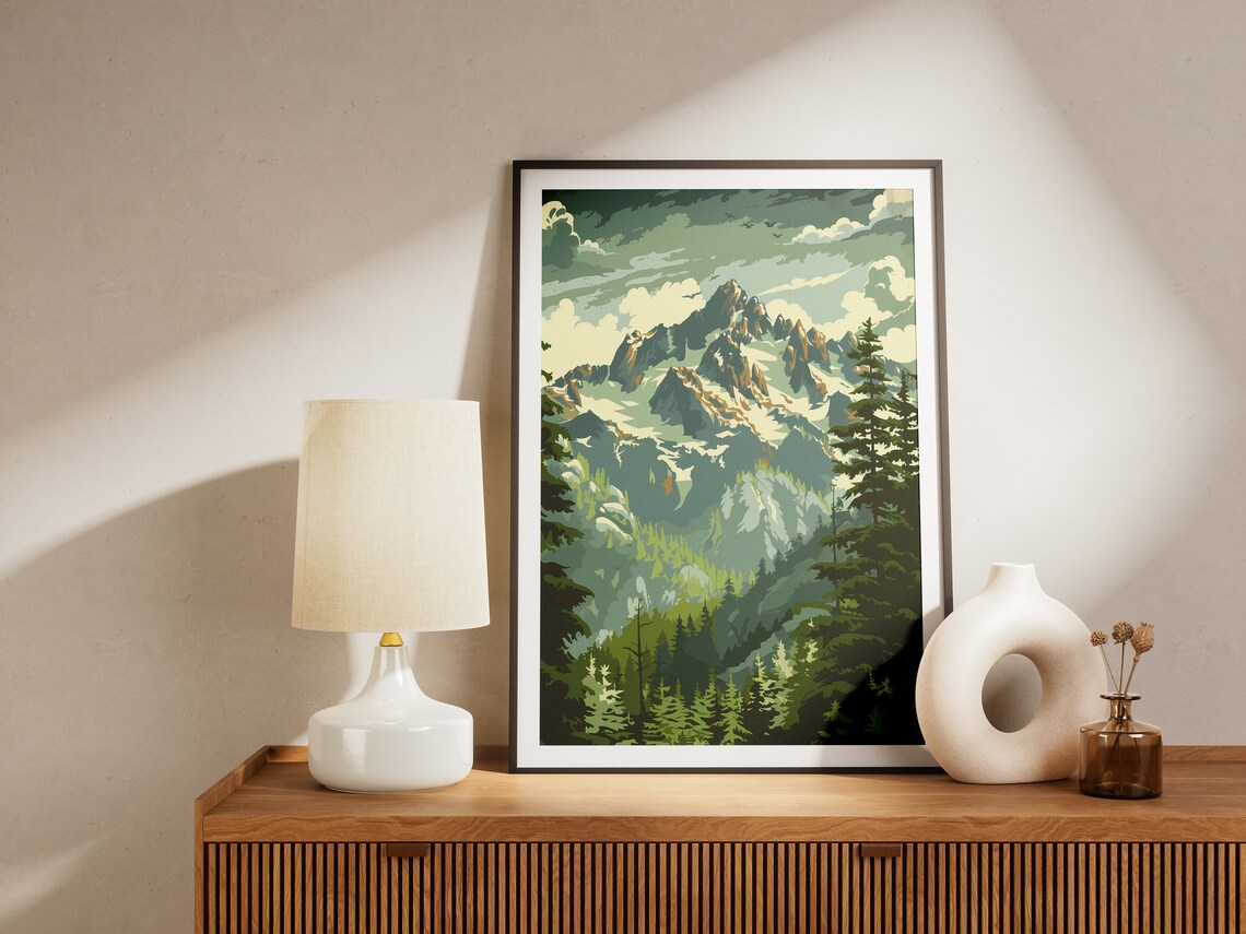 North Cascades National Park Rugged Jagged Peaks Vintage Travel Poster - Image 2