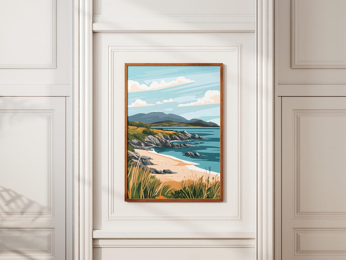 Ring Of Kerry Sandy Cove Beach Rocky Cliffs Ireland Travel Poster - Image 2