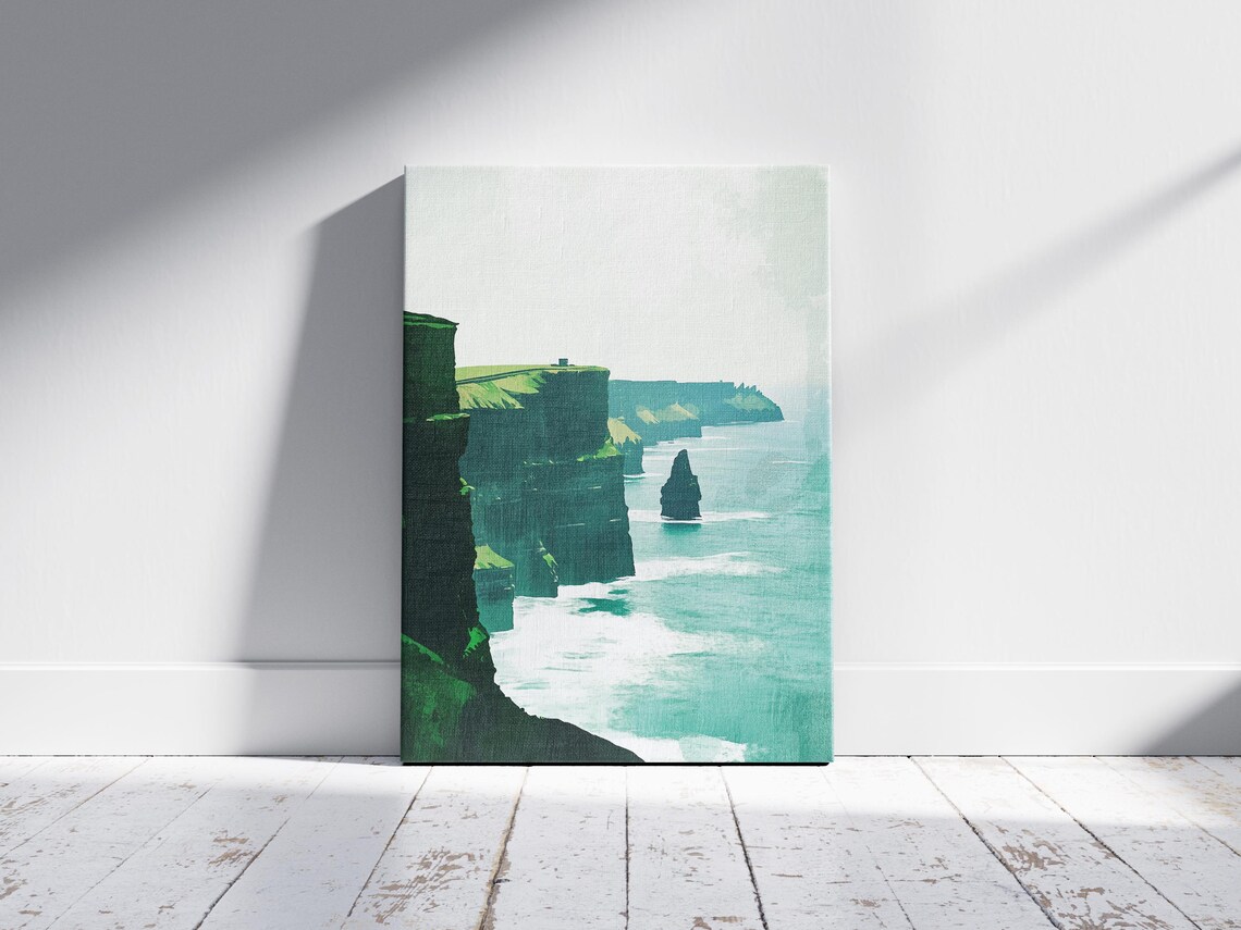 Cliffs Of Moher Ireland Green Sea Cliffs Travel Landscape Art Poster - Image 2