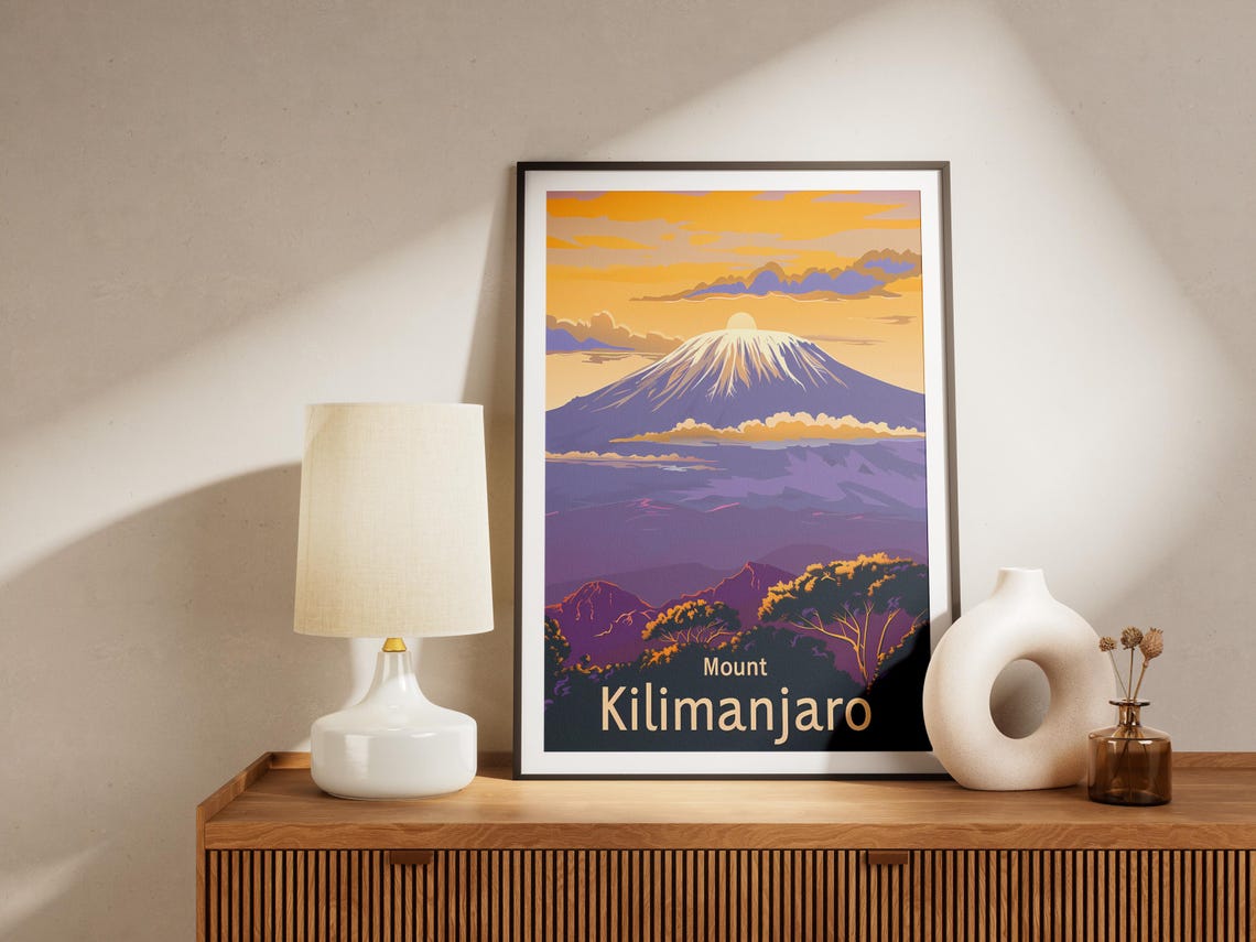 Mount Kilimanjaro Tanzania Poster Travel Art Landscape Print Africa Mountain Art Minimalist Poster Home Decor Nature Art Mountain Landscape - Image 2