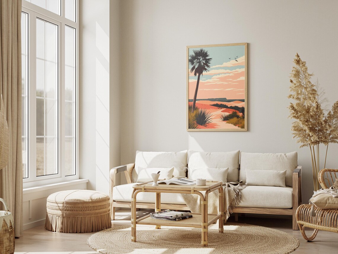 Donana Desert Dunes Palm Tree Sunset Landscape Travel Poster - Image 3
