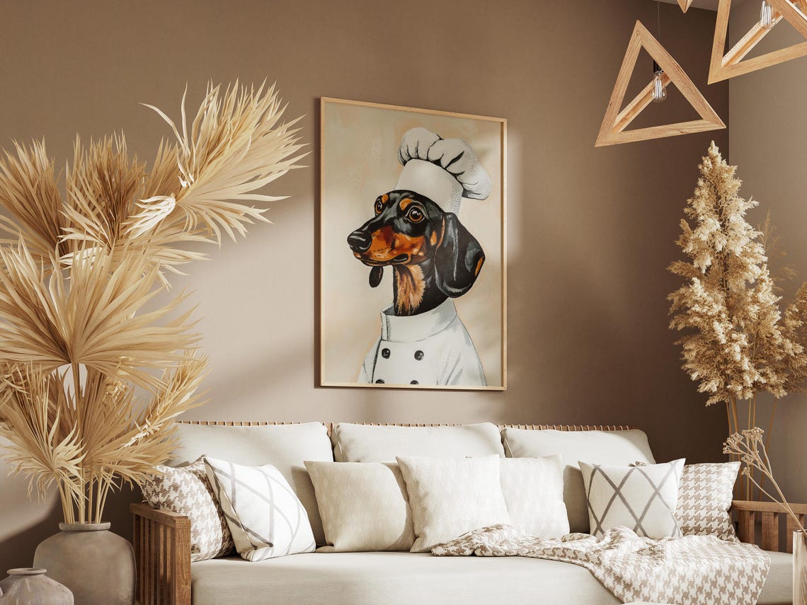 Dachshund Chef Art Print Weiner Dog Kitchen Poster Sausage Portrait Funny Decor Lover - Image 3