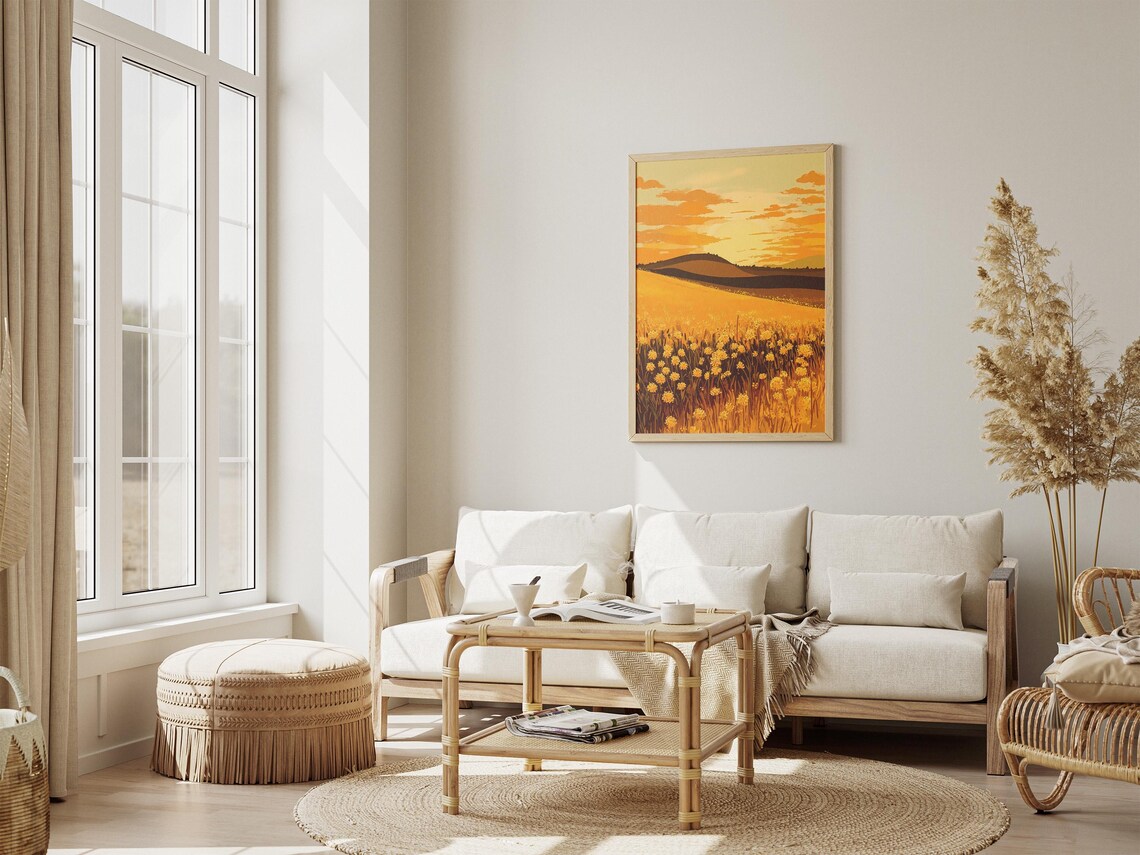 Goldenrod Prairie Sunset Golden Summer Field Warm Art Poster - Image 4