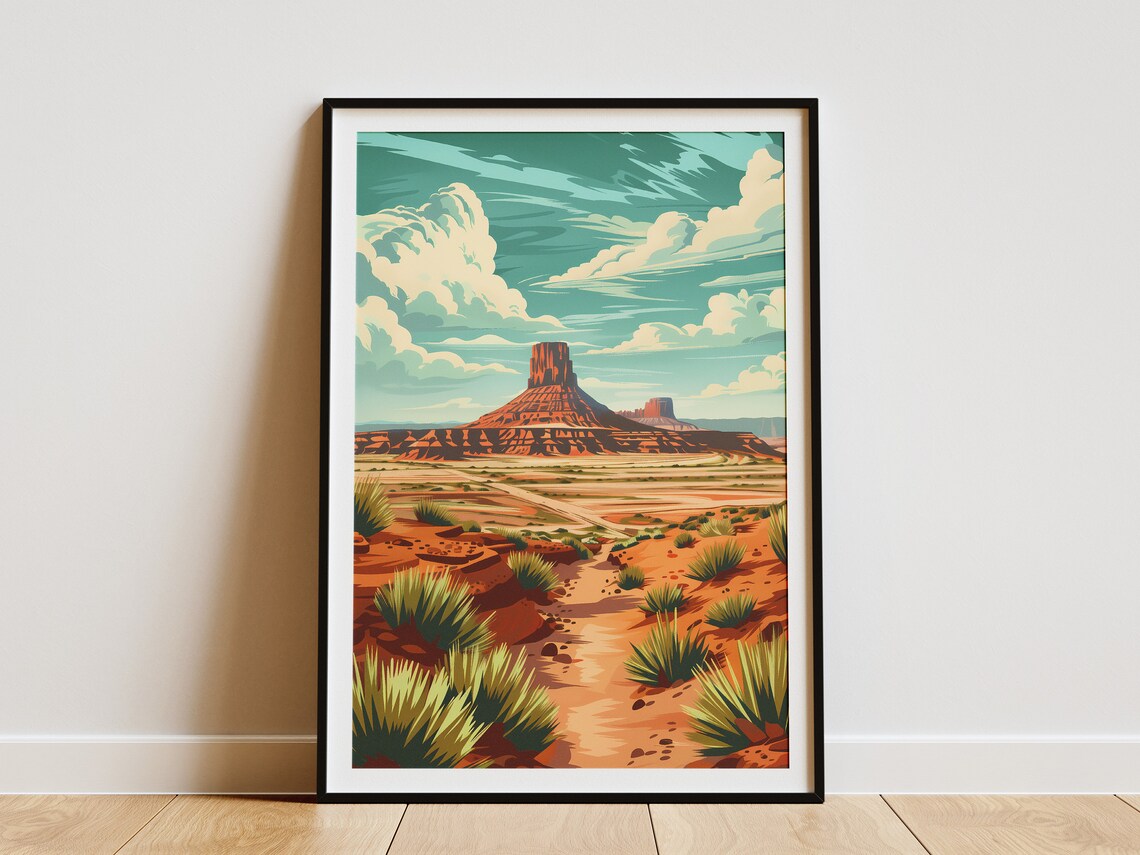 Petrified Forest National Park Vintage Travel Poster Desert Butte Art