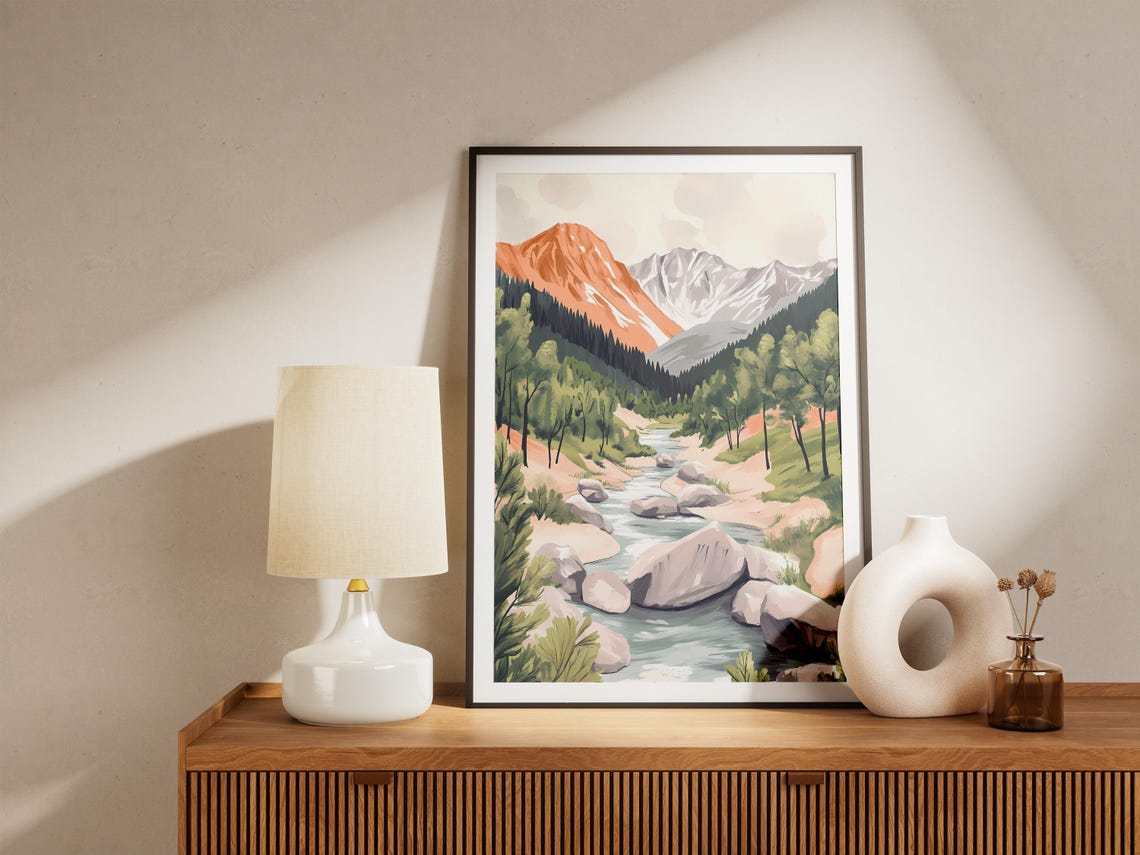 Mountain River Poster Landscape Art Print Nature Wall Decor Modern Minimalist Home Decor Serene Nature Scene Tranquil River Valley Misty - Image 5