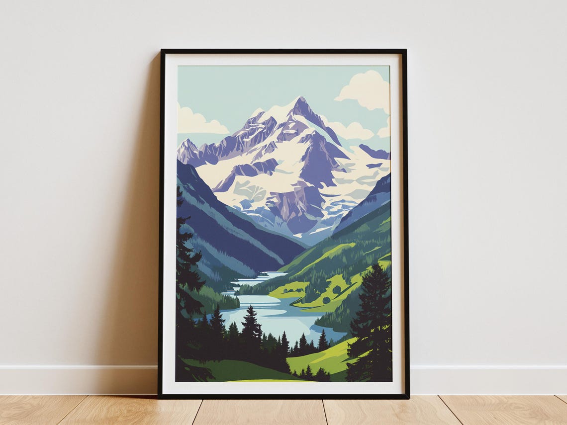 Swiss Alps Jungfraualetsch Glacier Lake Peaks Switzerland Poster