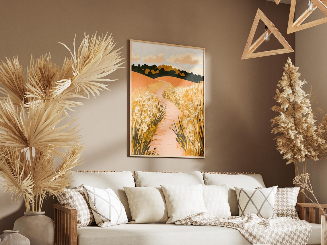 Goldenrod Path Abstract Summer Field Winding Trail Art Poster - Image 3