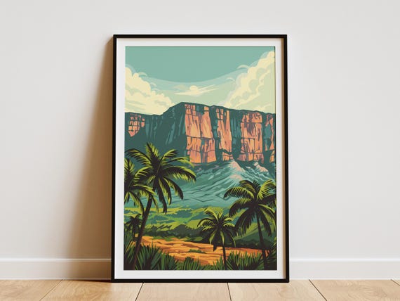 Mount Roraima Venezuela Guyana Brazil Travel Poster Tropical Landscape Art Print Nature Wall Decor
