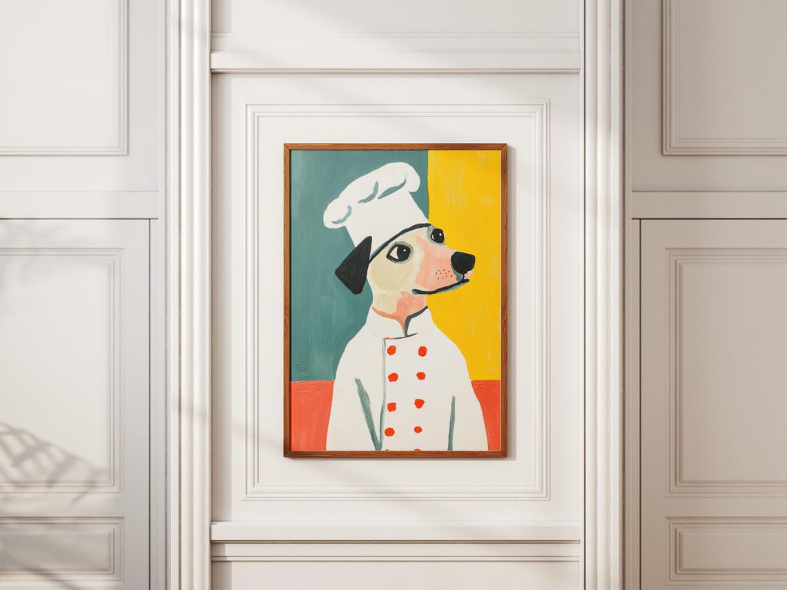 Dog Chef Art Print Kitchen Poster Funny Animal Quirky Decor Culinary Portrait Pet - Image 2