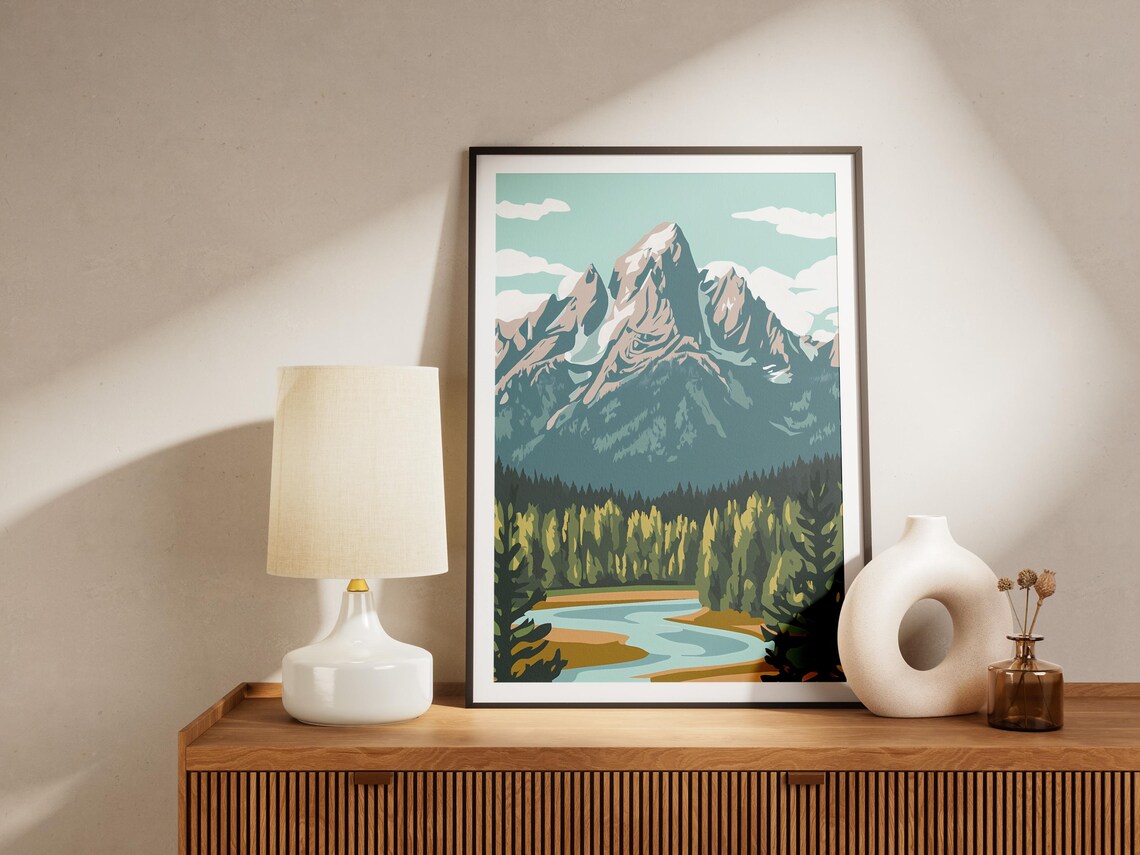 Grand Teton National Park Poster Wyoming Mountain Landscape Travel - Image 4
