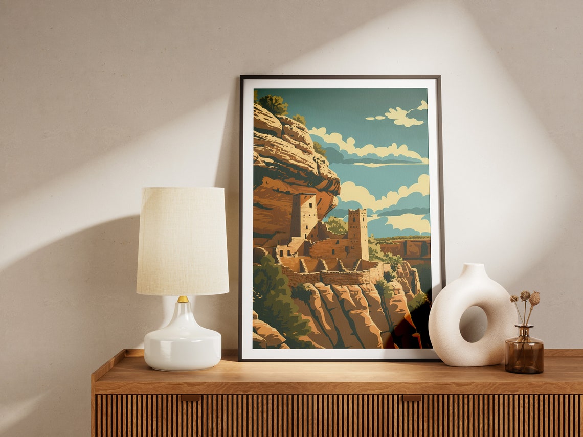 Mesa Verde National Park Ancient Cliff Dwellings Vintage Travel Poster - Image 2