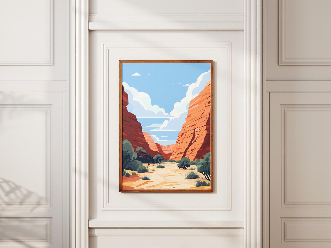 Kings Canyon Australia Bright Blue Sky Red Canyon Walls Travel Poster - Image 2