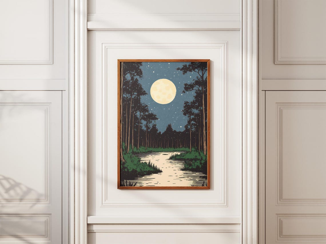 Congaree National Park Moon Over Swamp Forest River Reflection Poster - Image 2