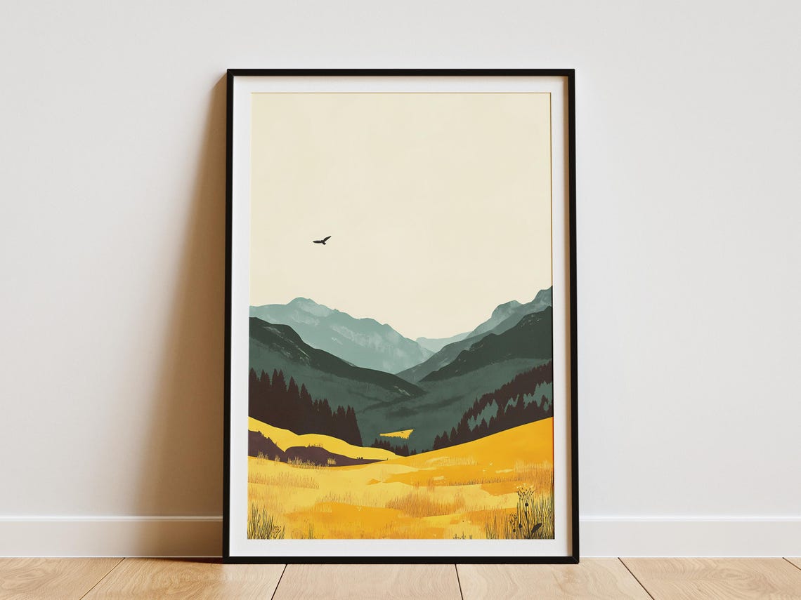 Garajonay National Park Golden Meadow Misty Mountains Poster