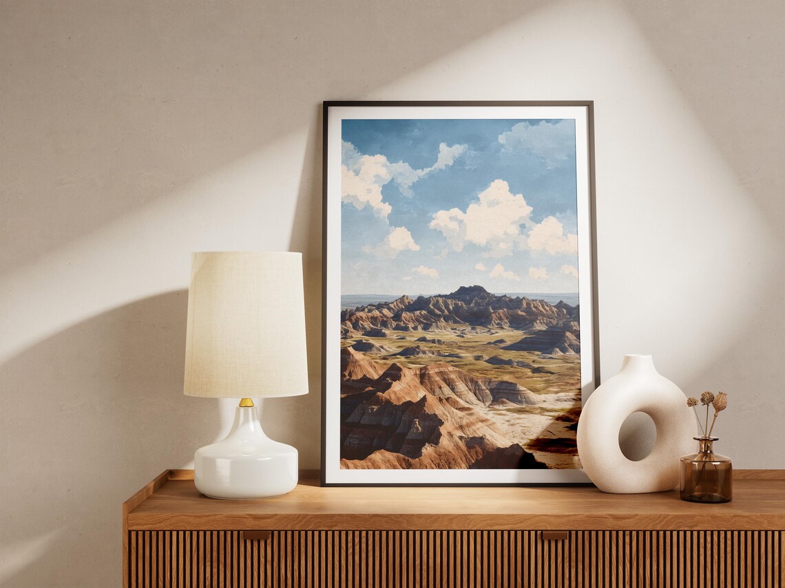 Badlands National Park Poster South Dakota Travel Print Vintage Style Wall Art Landscape Photography Home Decor Usa - Image 4