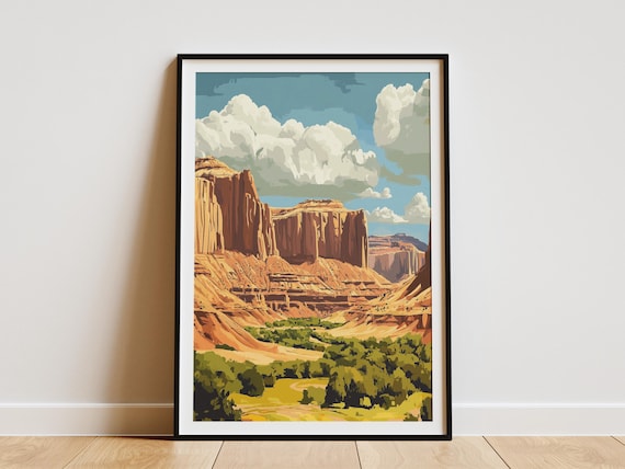 Capitol Reef National Park Utah Layered Red Cliffs Valley Art Poster