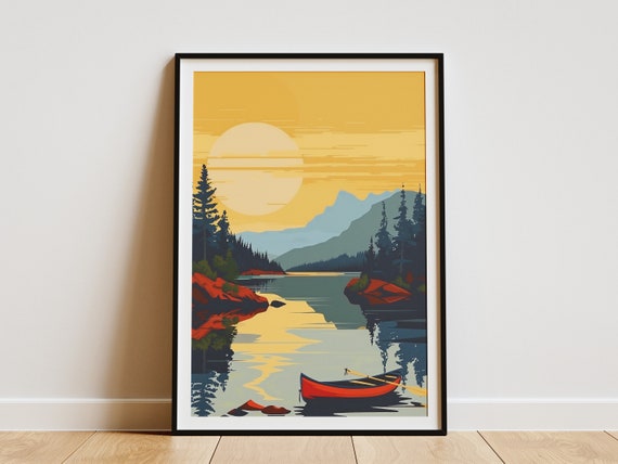 Minnesota Boundary Waters Canoe Lake Sunset Travel Poster