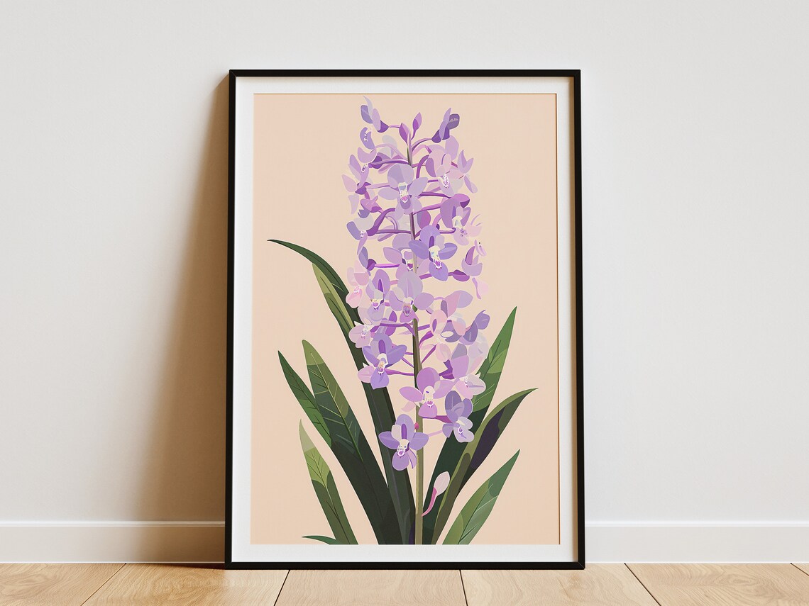 Purple Orchid Flower Botanical Elegant Floral Illustration Poster