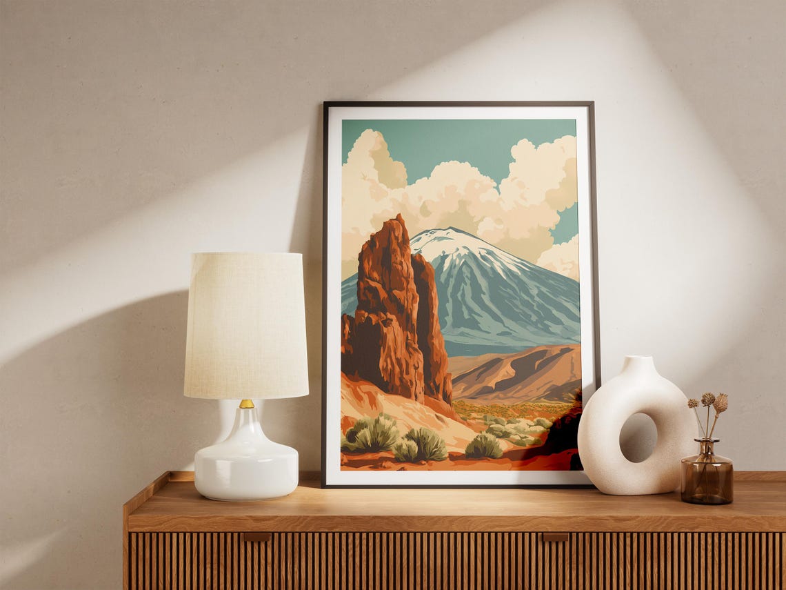 Mount Teide Snowcap Volcano Red Rock Pillar Desert Canary Poster - Image 5