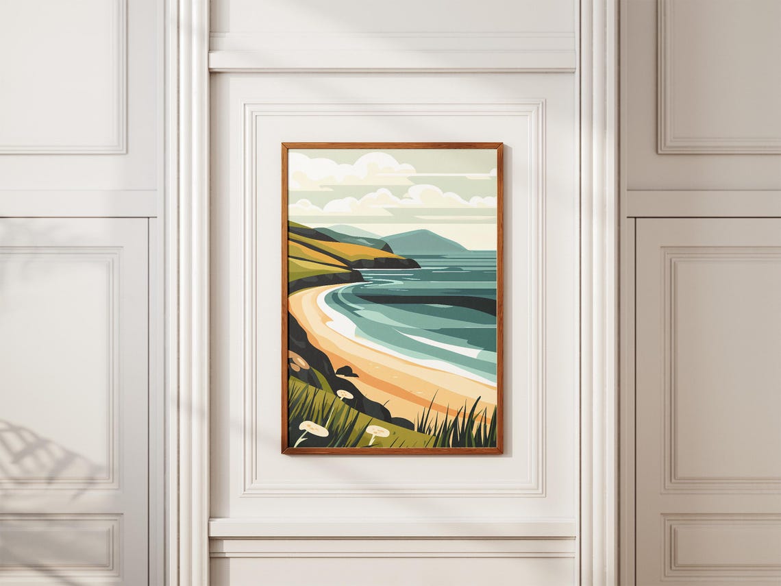 Ireland Dingle Peninsula Coastal Beach Illustration Art Poster - Image 2