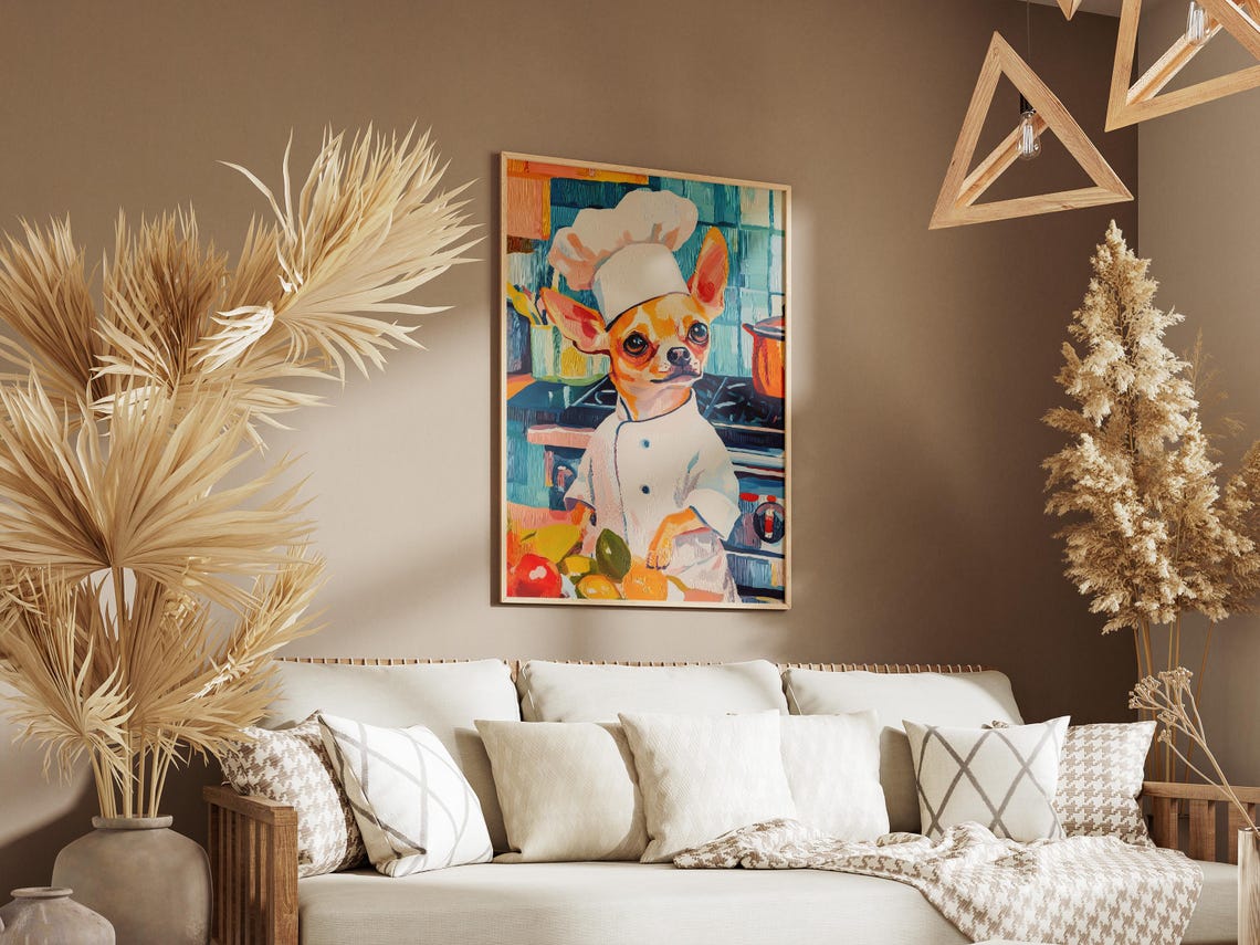 Chihuahua Chef Art Print Kitchen Dog Funny Animal Poster Culinary Lover Gift Whimsical Decor - Image 3