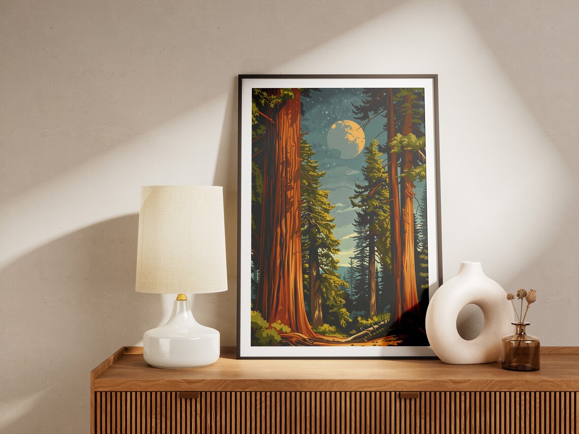 California Redwood Forest Vintage Travel Poster, Mid-Century - Image 2