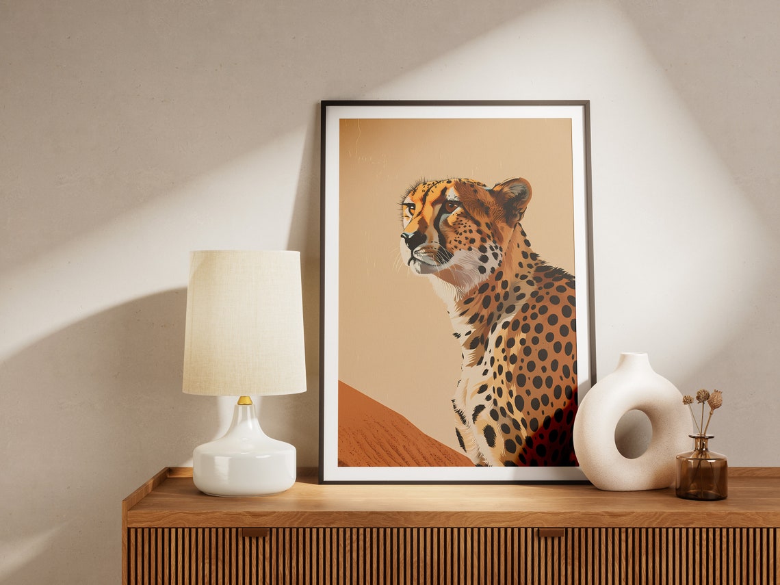 Cheetah Desert Print Animal Wall Art Modern Safari Decor Abstract Wildlife Poster - Image 2