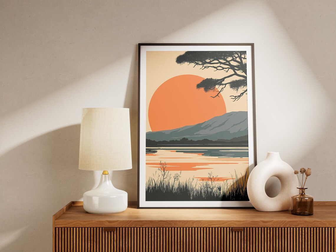 Lake Manyara Tanzania Sunset Acacia Tree Lake Landscape Poster - Image 4