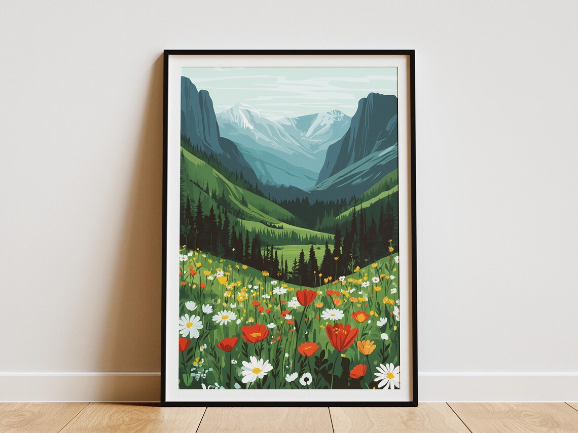 Valley Of Flowers Himalayan Wildflower Meadow Landscape Poster