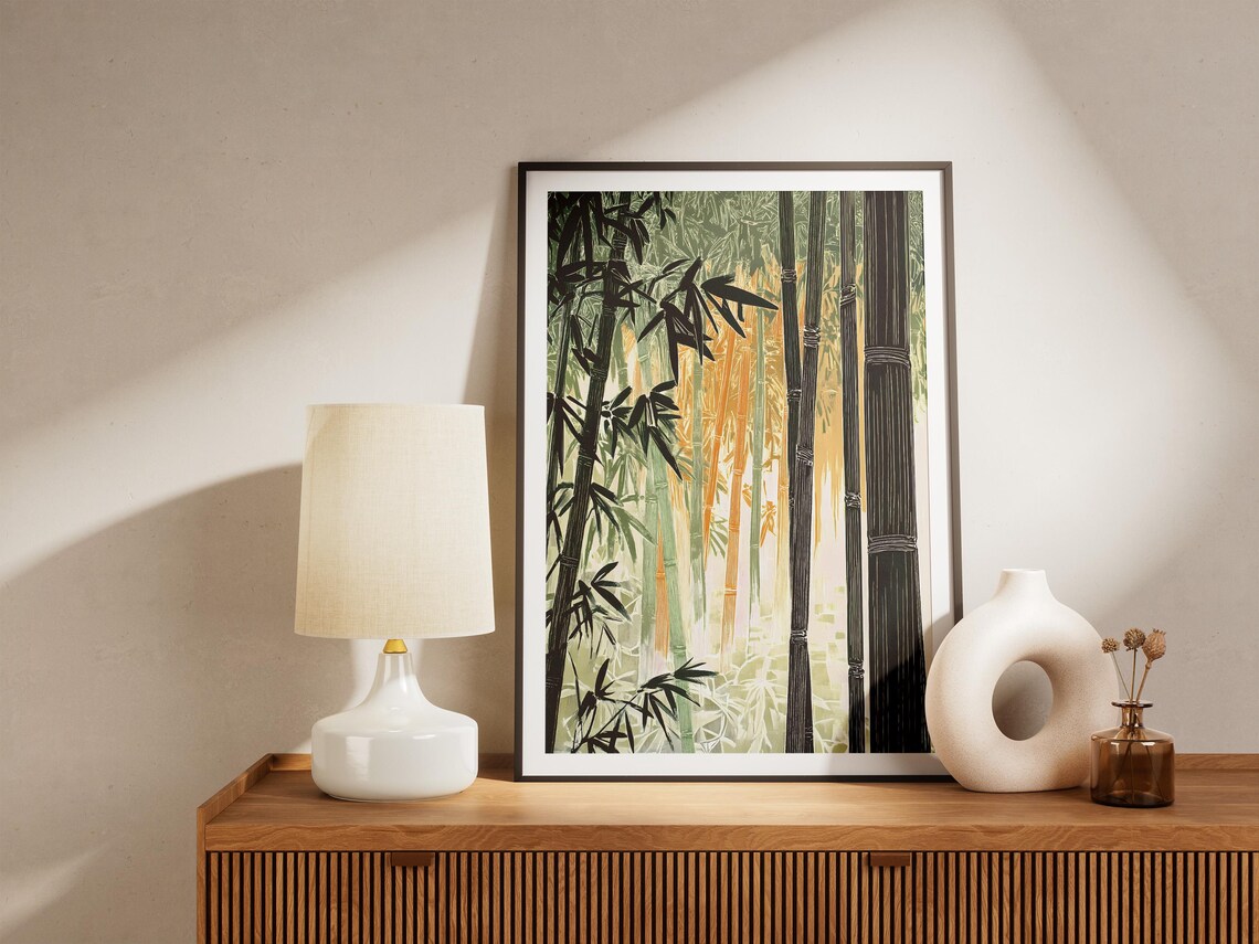 Japanese Bamboo Forest Golden Sunlight Zen Grove Serene Poster - Image 5