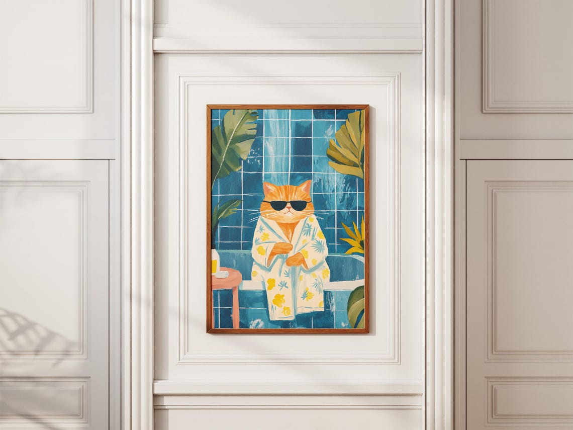 Exotic Shorthair Cat Bathrobe Poster Bathroom Art Print Funny Wall Lover Gift Decor Novelty - Image 2