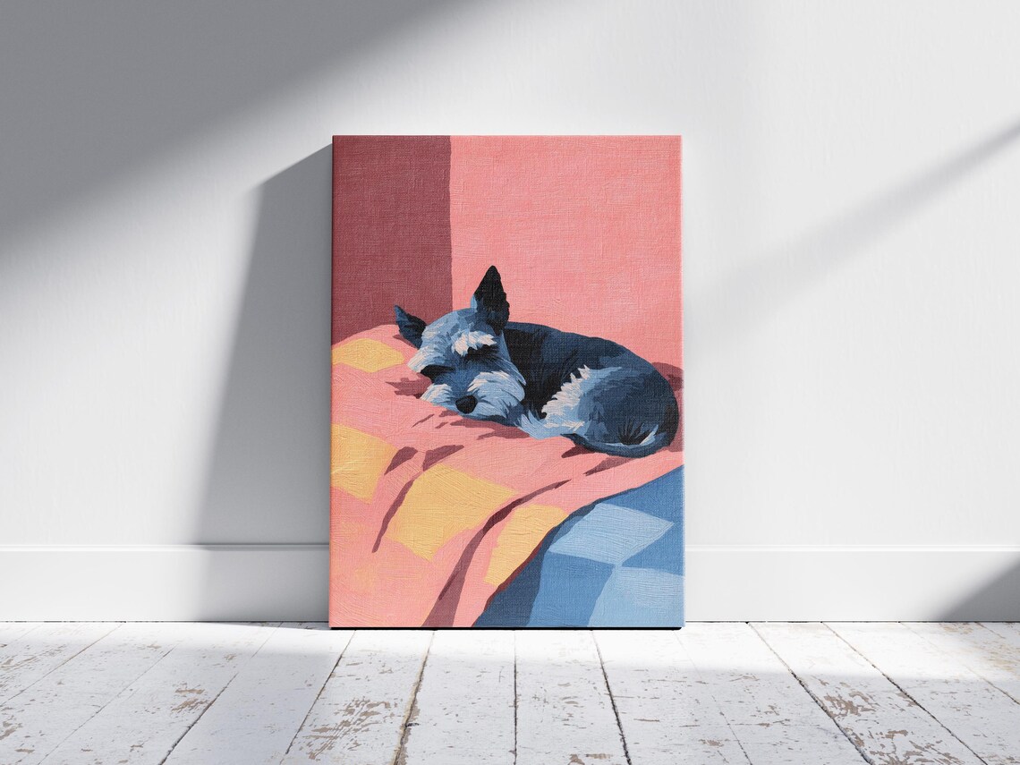 Miniature Schnauzer Sleeping Dog, Matisse Style Art Print - Image 2