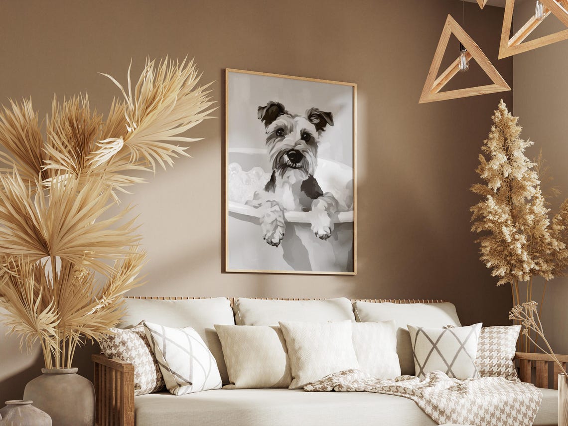 Miniature Schnauzer In Bathtub Poster Bubble Bath Wall Art Funny Dog Print Bathroom Decor Lover Gift - Image 3