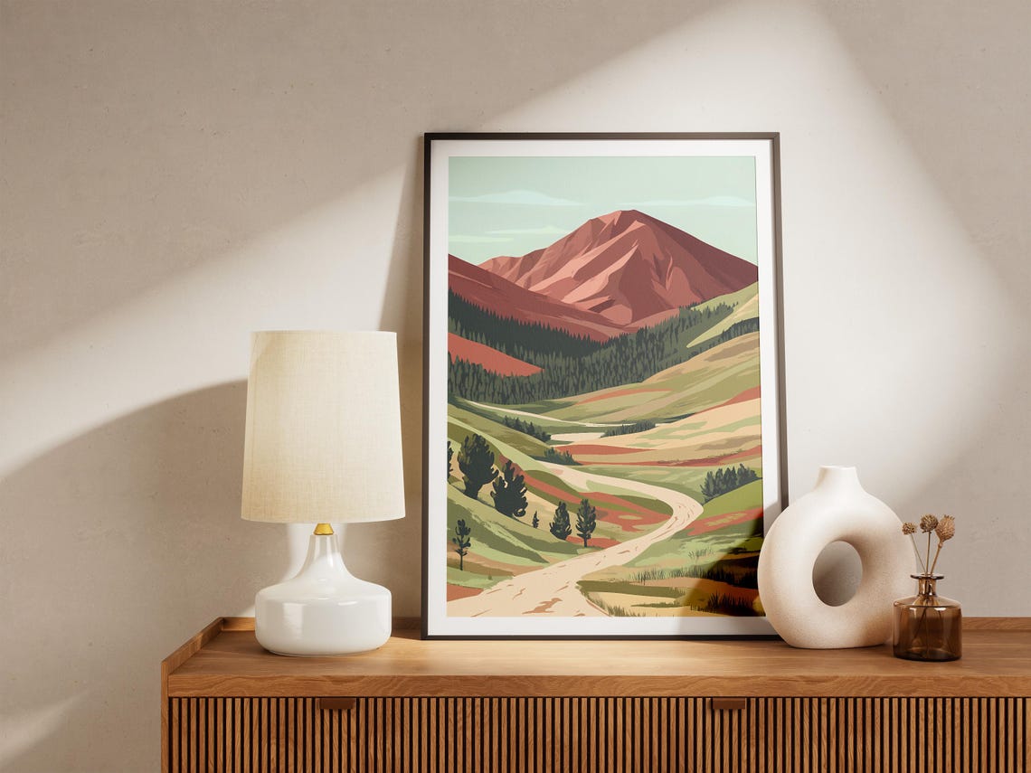 Ubsunur Hollow Glowing Red Mountain Winding Road Mongolia Poster - Image 5