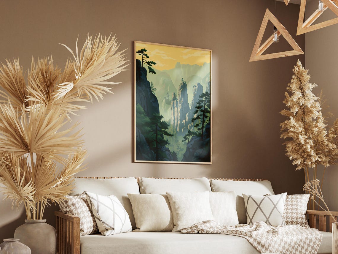 Lena Pillars Nature Park Russia Rock Towers Misty Light Poster - Image 3