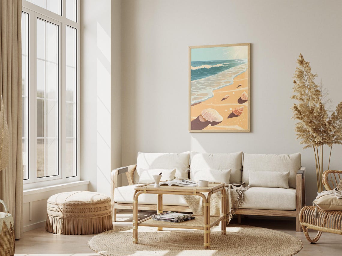 Beach Summer Ocean Wave Seashell Sandy Shore Coastal Vacation Home Decor Art Print Poster Gift - Image 4