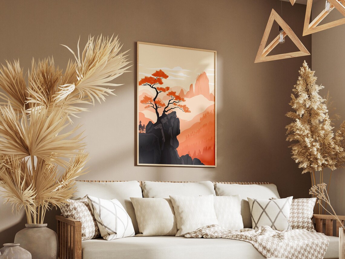 China Danxia Orange Layered Mountains Autumn Foliage Travel Poster - Image 3