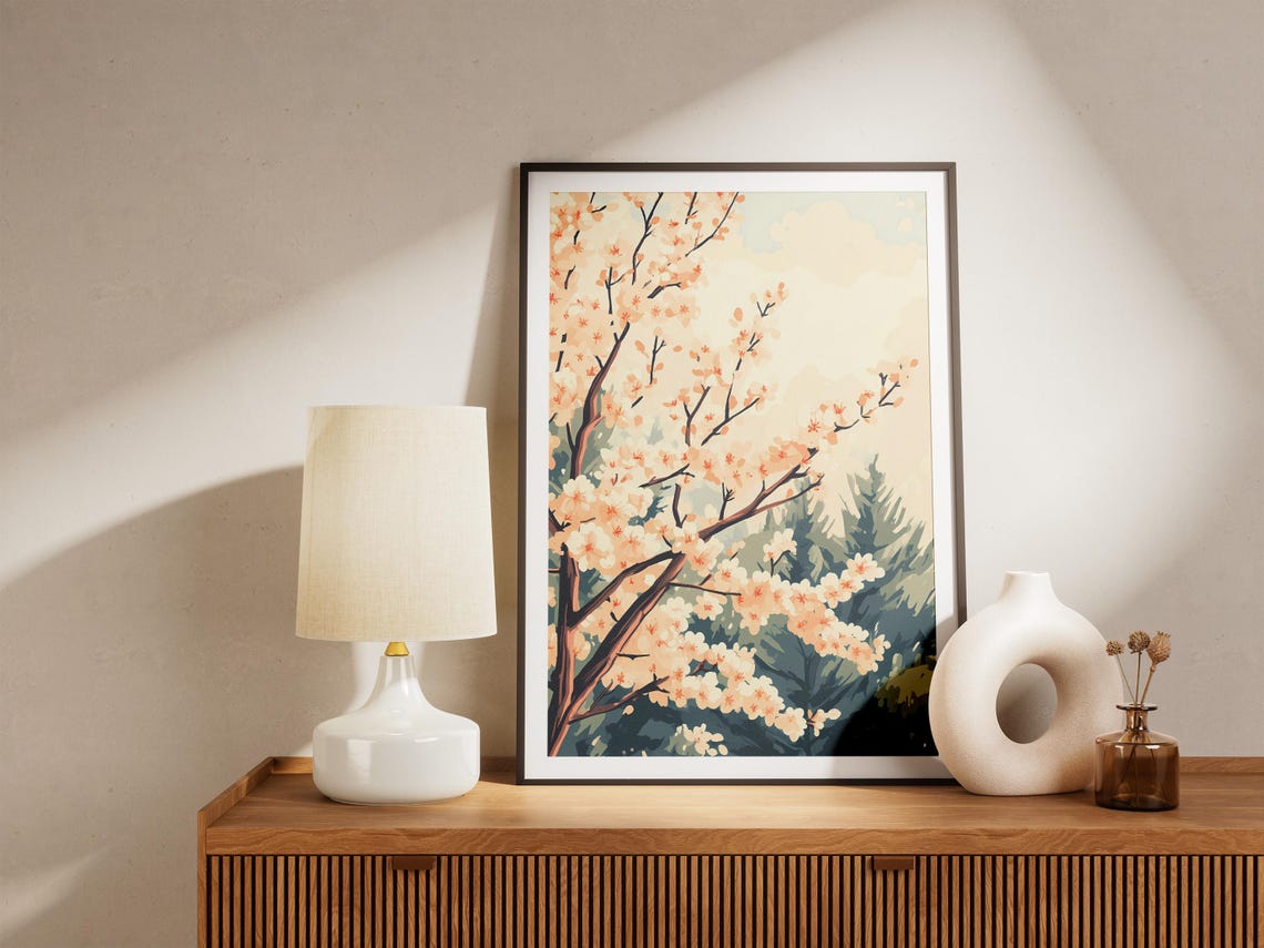 White Cherry Blossoms Against Dark Pines Spring Floral Poster - Image 5