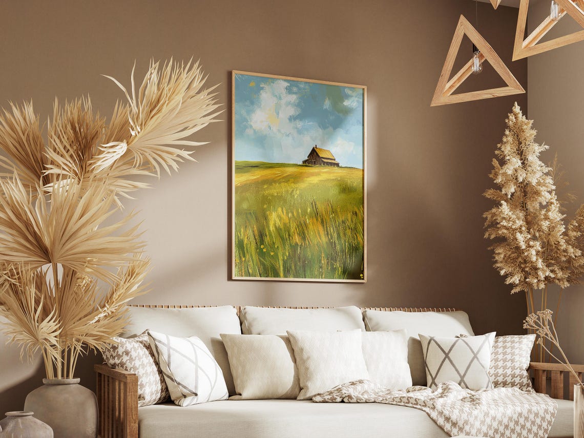 Old Wooden Barn Standing In A Golden Summer Meadow Rustic Poster - Image 3