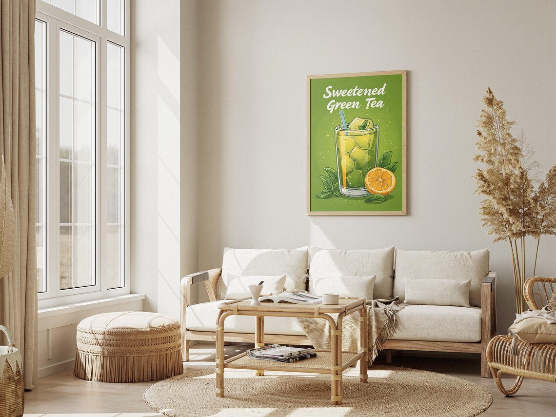 Iced Sweetened Green Tea With Lemon Retro Beverage Art Poster - Image 4