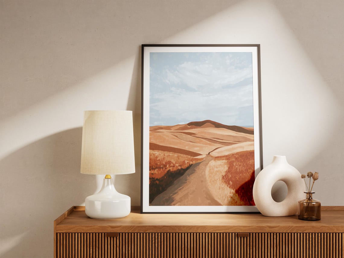 Nebraska Sandhills Prairie Road Golden Rolling Hills Art Poster - Image 4