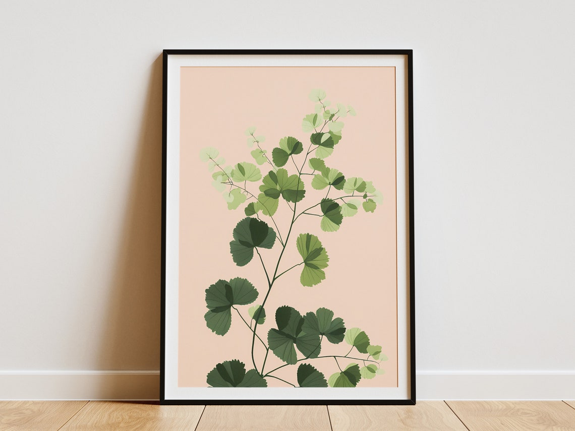 Minimalist Green Leaf Poster Botanical Wall Art Print Modern Home Decor Nursery Decor