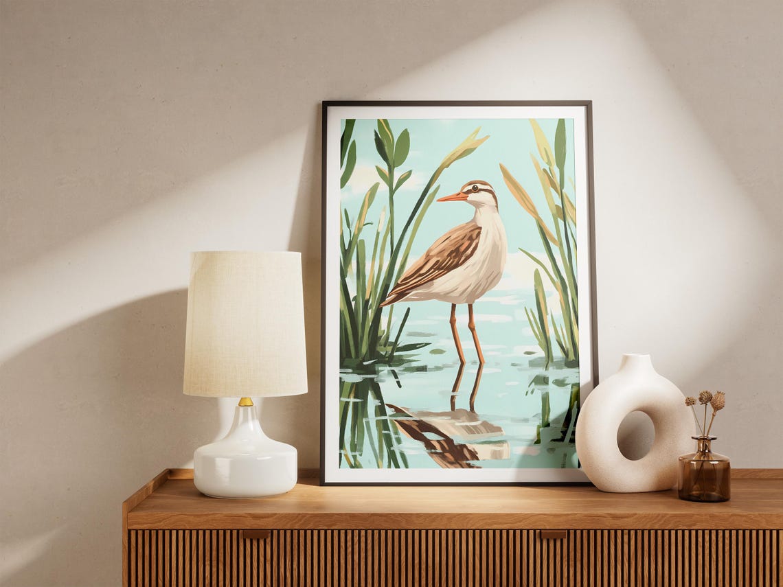 Clapper Rail Wading in Tall Marsh Reeds Wetland Bird Art Poster - Image 5