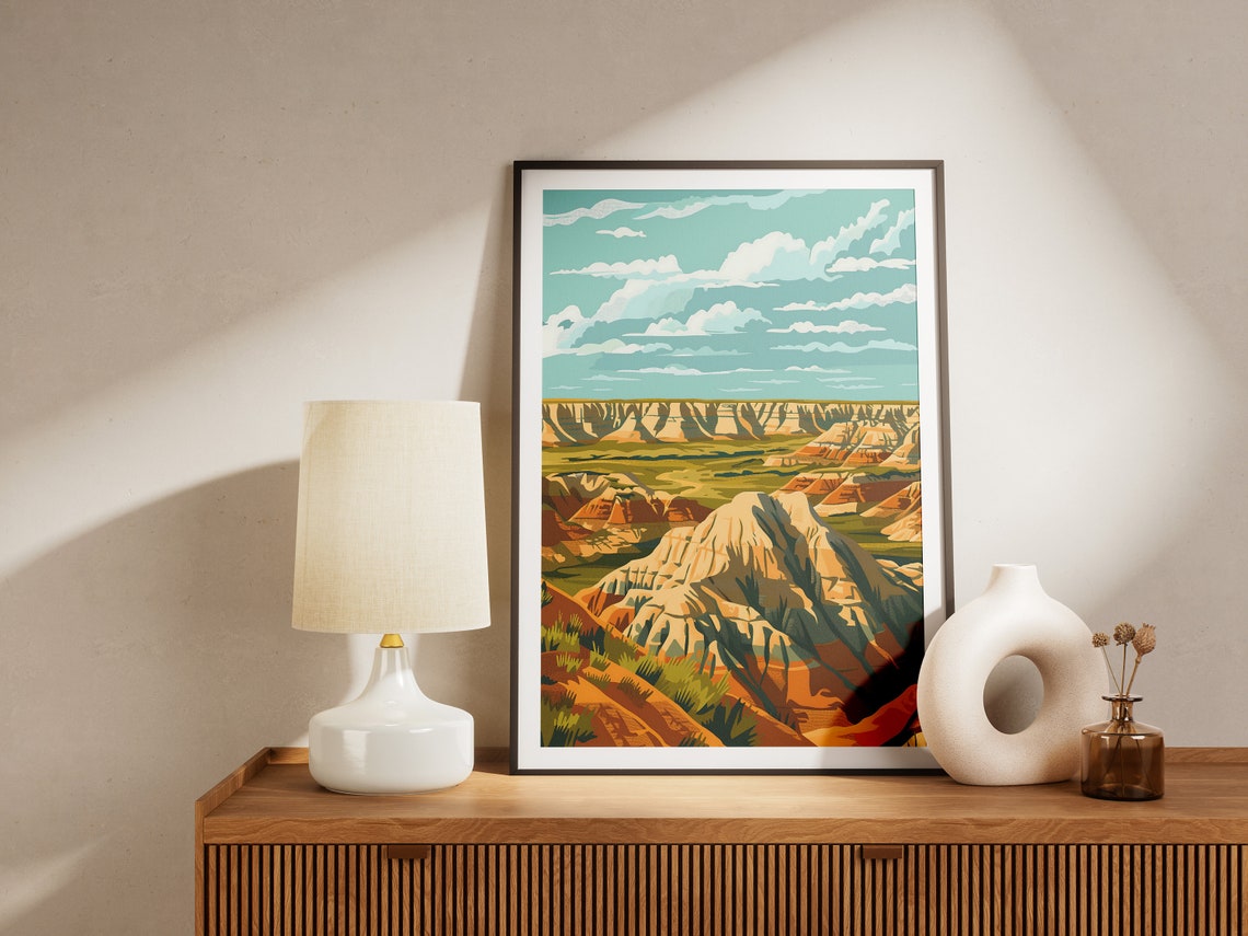 Layered Rock Formations Panoramic Desert Vista Travel Poster - Image 2