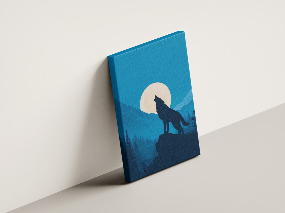 Majestic Wolf Howling Full Moon Vintage Wildlife Art Print - Image 4