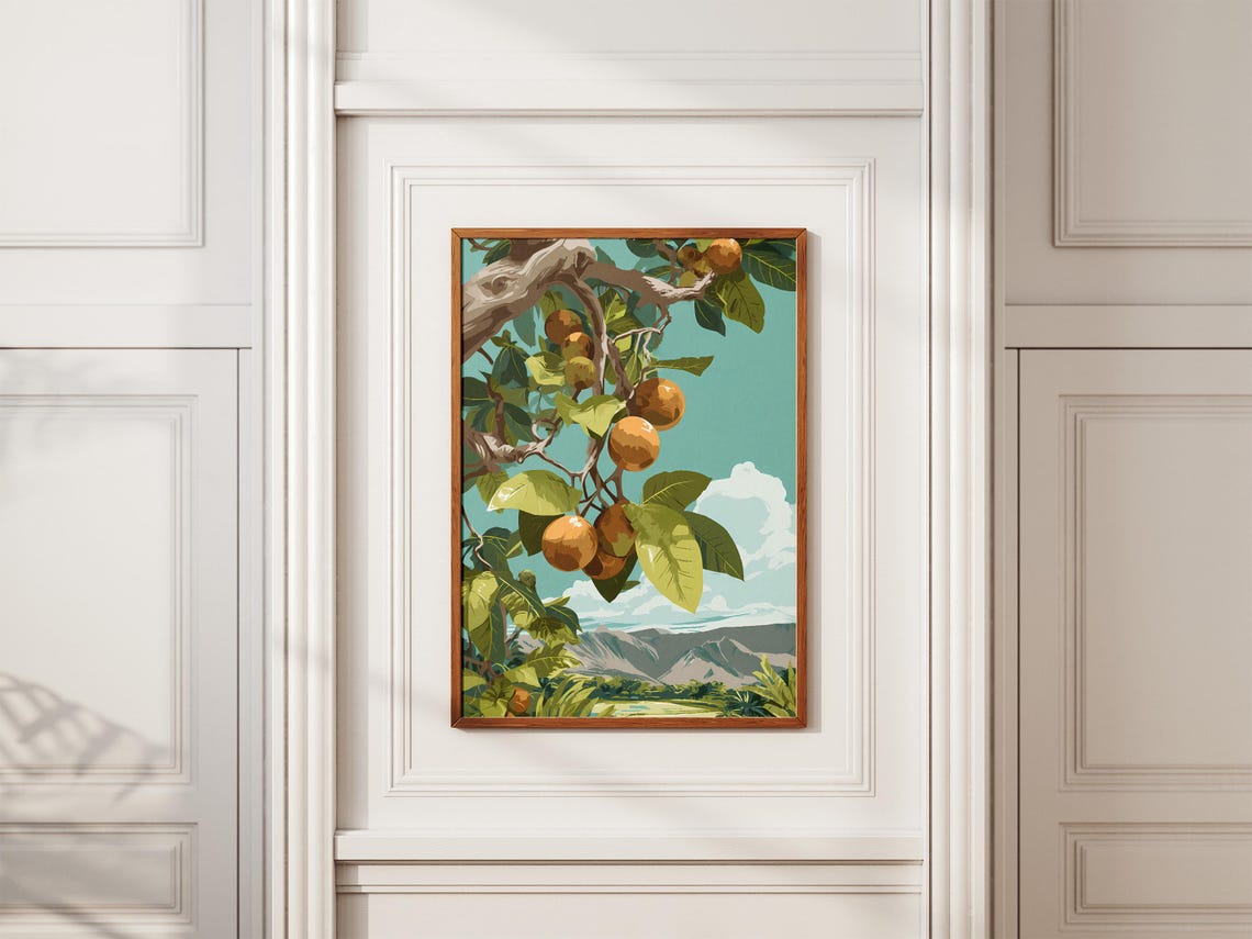 Macadamia Nut Branch Ripe Round Nuts Tropical Botanical Poster - Image 2