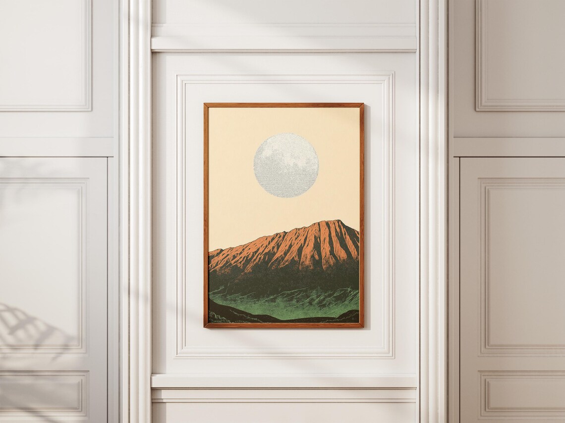 Haleakala National Park Hawaii Full Moon Volcano Minimalist Poster - Image 2
